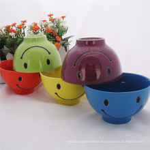 Haonai Hotsell colorful smiling ceramic bowl, ceramic rice bowl,glazed rice bowl.